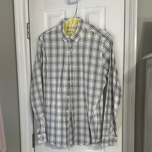 Express White and Black Plaid Casual button down Shirt